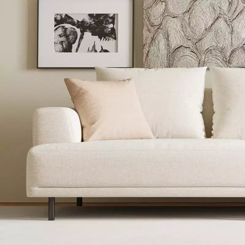 Luck Live Modern Breathable Cotton-Linen Fabric Sofa, couch,Solid Wood Frame, High-Elastic Sponge Seat Cushion Light Beige