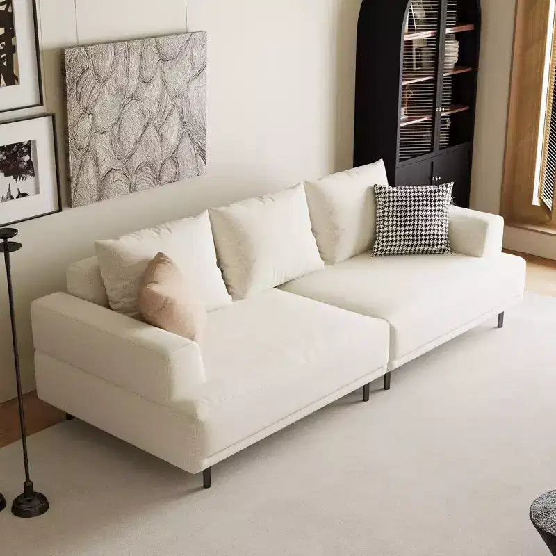 Luck Live Modern Breathable Cotton-Linen Fabric Sofa, couch,Solid Wood Frame, High-Elastic Sponge Seat Cushion Light Beige