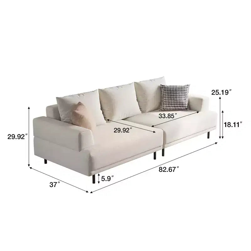 Luck Live Modern Breathable Cotton-Linen Fabric Sofa, couch,Solid Wood Frame, High-Elastic Sponge Seat Cushion Light Beige