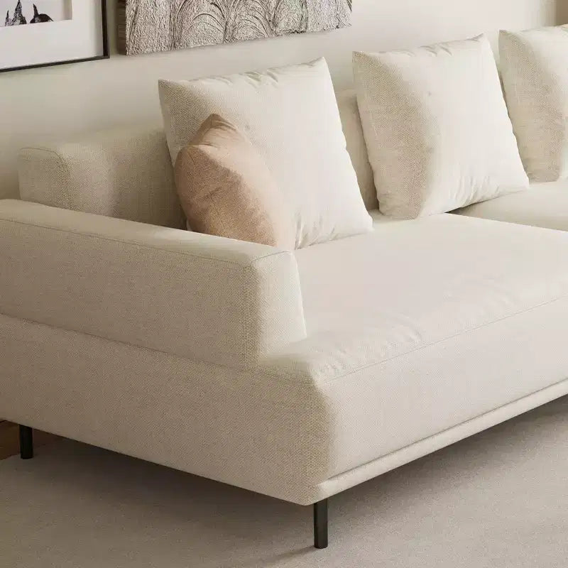 Luck Live Modern Breathable Cotton-Linen Fabric Sofa, couch,Solid Wood Frame, High-Elastic Sponge Seat Cushion Light Beige