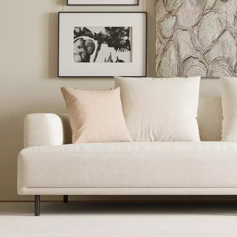 Luck Live Modern Breathable Cotton-Linen Fabric Sofa, couch,Solid Wood Frame, High-Elastic Sponge Seat Cushion Light Beige