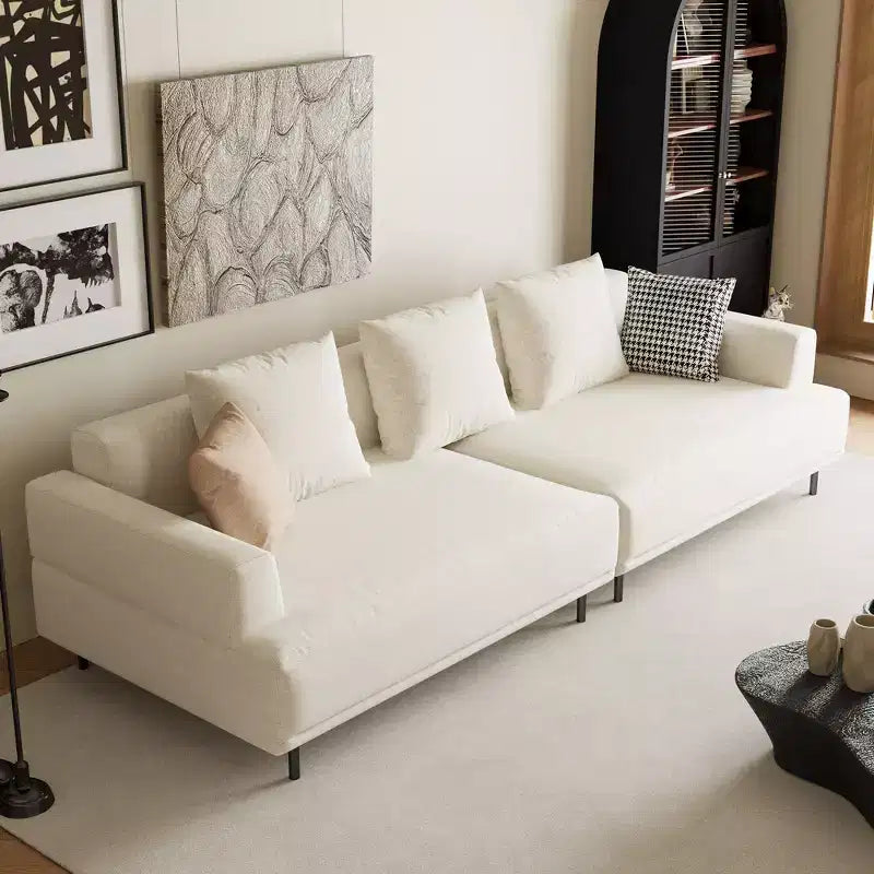 Luck Live Modern Breathable Cotton-Linen Fabric Sofa, couch,Solid Wood Frame, High-Elastic Sponge Seat Cushion Light Beige