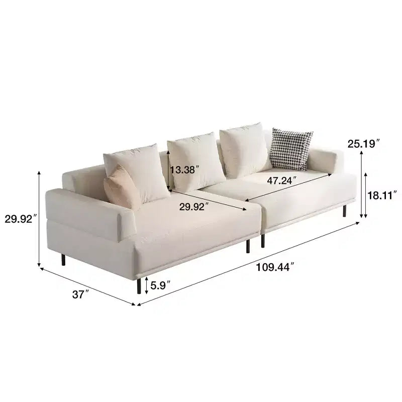 Luck Live Modern Breathable Cotton-Linen Fabric Sofa, couch,Solid Wood Frame, High-Elastic Sponge Seat Cushion Light Beige