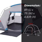 Tente de camping facile à monter pour 4-6 personnes, bleu clair, idéale pour la randonnée, le camping et les voyages en extérieur.