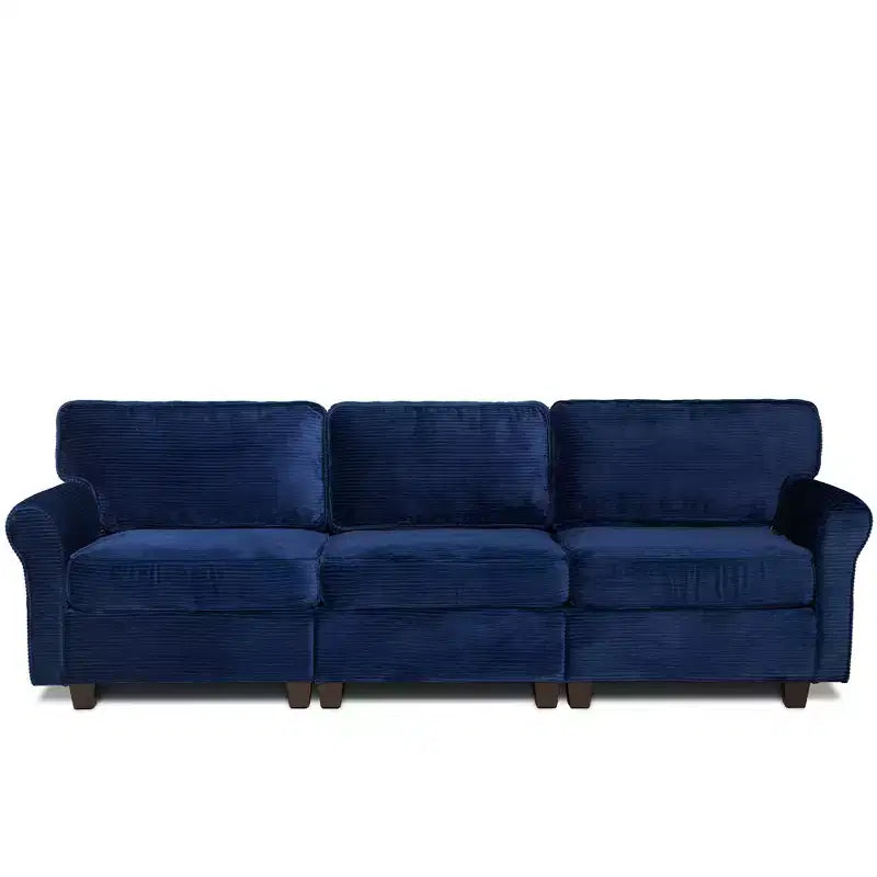 Canapé 3 places en velours côtelé Oralie GDFStudio avec coussins amovibles et accoudoirs ergonomiques