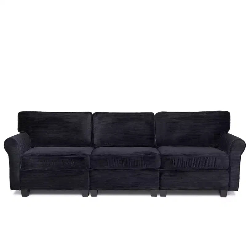 Canapé 3 places en velours côtelé Oralie GDFStudio avec coussins amovibles et accoudoirs ergonomiques