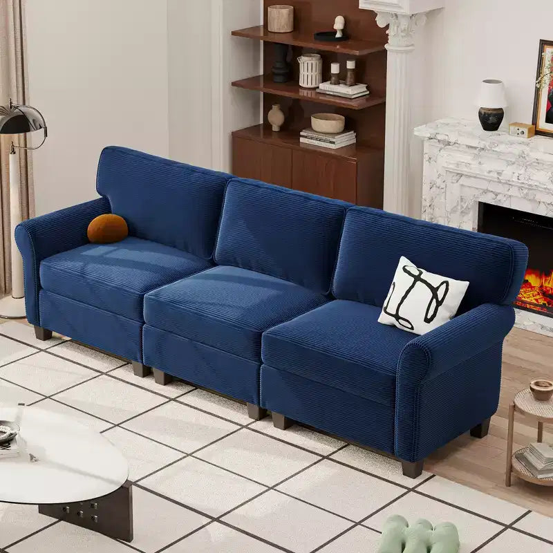 GDFStudio Oralie Corduroy 3-Seater Sofa with Removable Cushions and Ergonomic Armrests