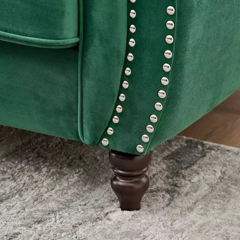 GDFStudio Jenifer Chesterfield Velvet Upholstered Sofa with Roll Armrest and Nailhead
