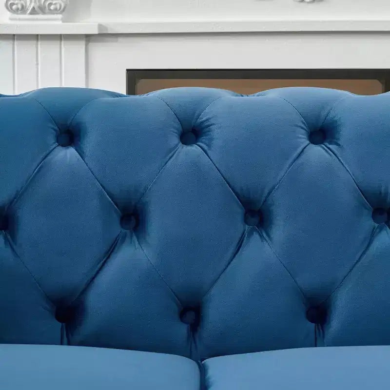 GDFStudio Jenifer Chesterfield Velvet Upholstered Sofa with Roll Armrest and Nailhead