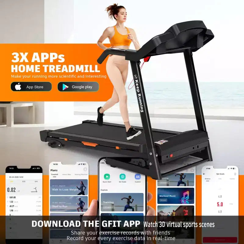 GDFStudio Velocity Folding Treadmill with LED Display and Manual Incline
