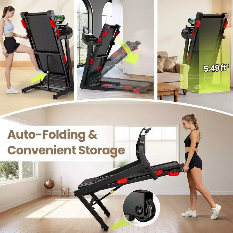 Tapis de course pliable avec inclinaison de 10 % pour la maison, moteur brushless silencieux, capacité de 150 kg, contrôle par application