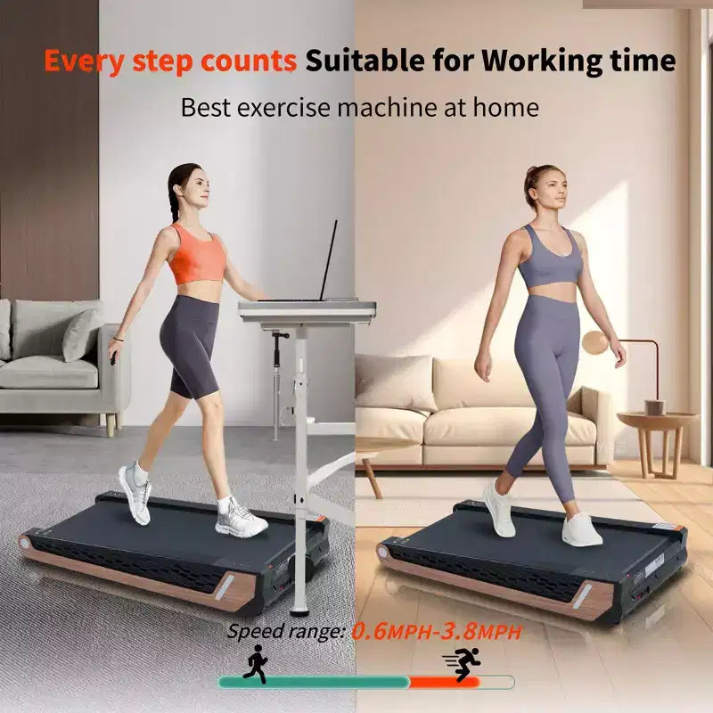 Tapis de marche portable inclinable 8 positions pour sous-bureau avec moteur de 2,55 CV, capacité de 100 kg, écran LED, design peu encombrant pour le bureau à domicile
