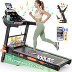 Incline Treadmill 20% Auto, Foldable Home Treadmill with Handle Bar, 5HP Quiet Brushless Motor, LED Display, 400 LBS Capacity