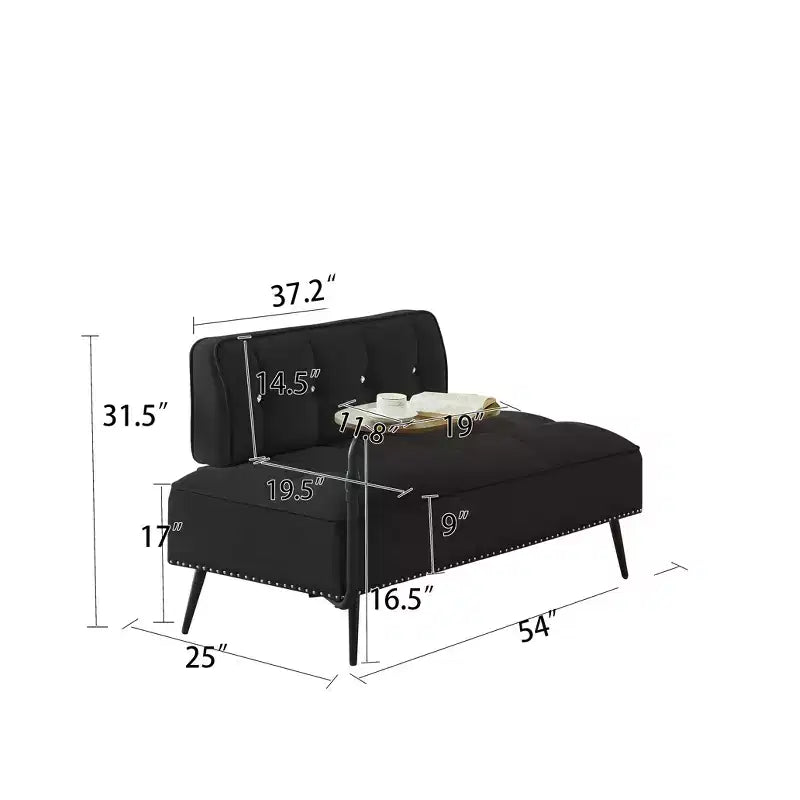 Canapé 54 places en velours avec table d'appoint et dossier pivotants, canapé 2 places pour salon, chambre - ModernLuxe