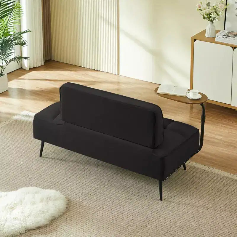 Canapé 54 places en velours avec table d'appoint et dossier pivotants, canapé 2 places pour salon, chambre - ModernLuxe