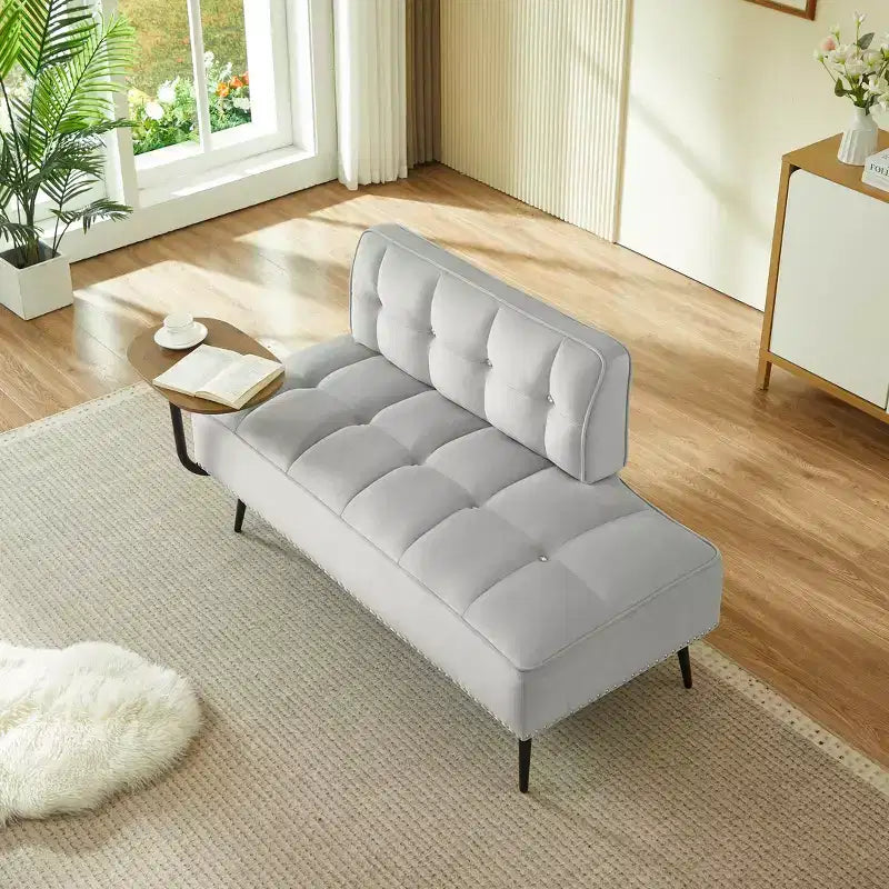Canapé 54 places en velours avec table d'appoint et dossier pivotants, canapé 2 places pour salon, chambre - ModernLuxe