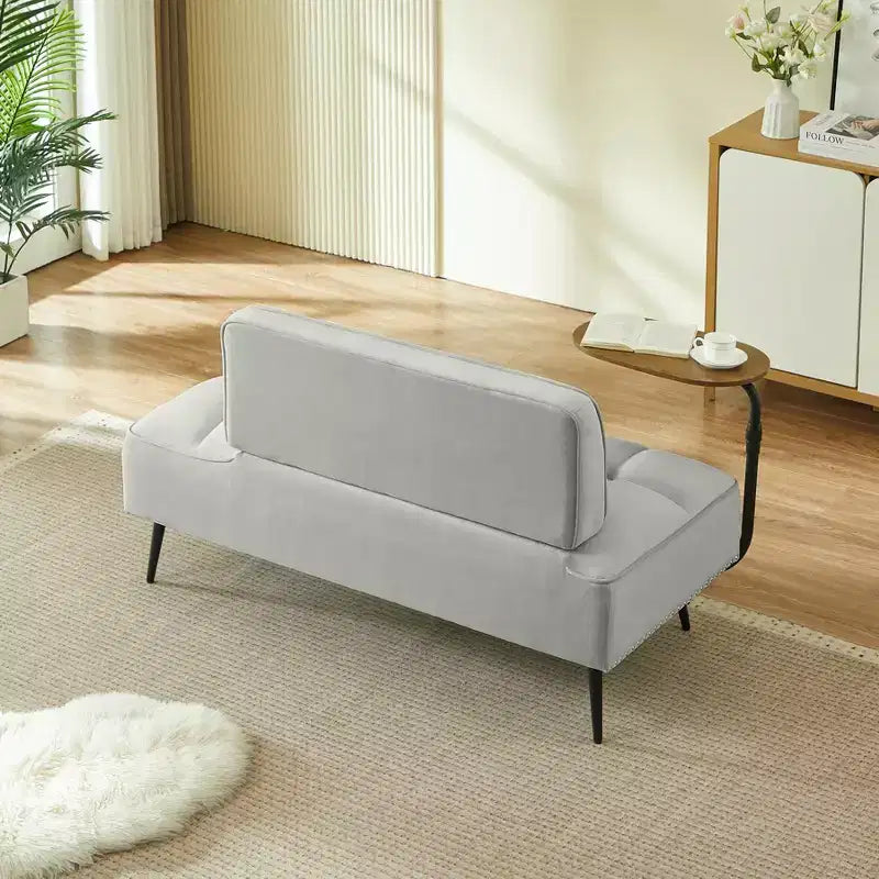 Canapé 54 places en velours avec table d'appoint et dossier pivotants, canapé 2 places pour salon, chambre - ModernLuxe
