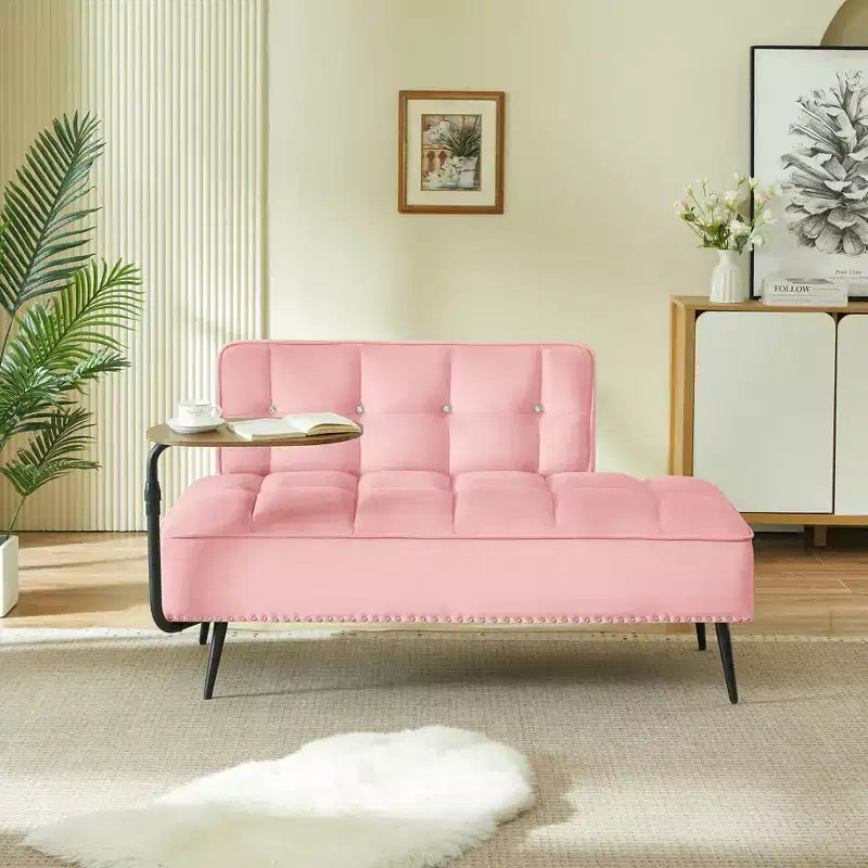 Canapé 54 places en velours avec table d'appoint et dossier pivotants, canapé 2 places pour salon, chambre - ModernLuxe