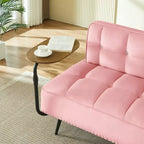 Canapé 54 places en velours avec table d'appoint et dossier pivotants, canapé 2 places pour salon, chambre - ModernLuxe