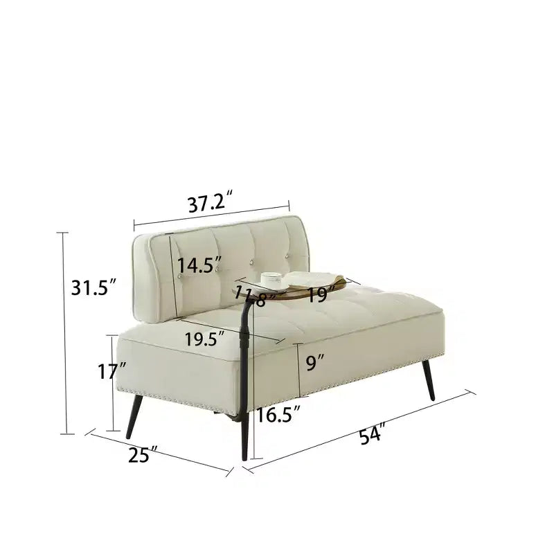Canapé 54 places en velours avec table d'appoint et dossier pivotants, canapé 2 places pour salon, chambre - ModernLuxe