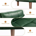 Canapé 3 places moderne en similicuir de 210 cm, canapé profond avec accoudoirs larges, coussins de dossier et 2 oreillers pour le salon et le bureau