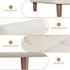 Canapé 3 places moderne en similicuir de 210 cm, canapé profond avec accoudoirs larges, coussins de dossier et 2 oreillers pour le salon et le bureau