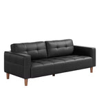 83in Modern Faux Leather 3-Seater Sofa, Deep Seating Couch with Wide Arms, Back Cushions and 2 Pillows for Living Room and Office