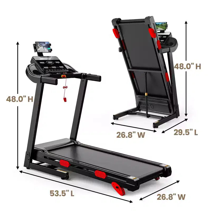 4 in-1 Treadmill for home, 3.75HP Foldable with 10% Incline, 0.9-14 km/h Walking Running Speed, Capacity 300lbs, 105 Programs, APP Control