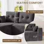 Canapé modulable de 266 cm pour salon, canapé modulaire avec assise profonde, canapé sans assemblage nécessaire avec méridienne en L