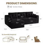 Canapé modulable de 266 cm pour salon, canapé modulaire avec assise profonde, canapé sans assemblage nécessaire avec méridienne en L