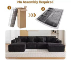 Oversized U-Shaped Modular Sectional Sofa, Modern Corduroy Upholstered Couch with Chaise, Comfy Cloud-Like Sleeper Sofa for Living Room, Black