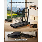Tapis de course 3 en 1 avec inclinaison de 16 %, tapis de course pliable avec poignée, tapis de course portables pour la maison, petite taille, capacité de 100 kg