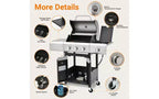 Barbecue au propane en acier inoxydable MASTGOAL 42 000 BTU avec brûleur latéral, grilles en fonte, pour terrasse et camping