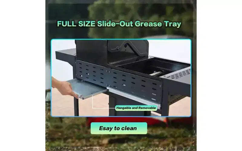 MASTGOAL 2+2 Combo Barbecue Grill et Plancha à Gaz Multi-fonctions 49 200 BTU avec Housse, Idéal pour la Cuisson Extérieure en Camping ou lors de Coques