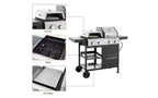 MASTGOAL 2+2 Combo Barbecue Grill et Plancha à Gaz Multi-fonctions 49 200 BTU avec Housse, Idéal pour la Cuisson Extérieure en Camping ou lors de Coques