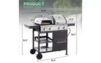MASTGOAL 2+2 Combo Barbecue Grill et Plancha à Gaz Multi-fonctions 49 200 BTU avec Housse, Idéal pour la Cuisson Extérieure en Camping ou lors de Coques