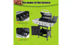 MASTGOAL Barbecue au propane 3 brûleurs 28 500 BTU Barbecue à gaz en acier inoxydable avec brûleur latéral et thermomètre pour barbecue extérieur, camping