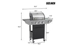 MASTGOAL Barbecue au propane 3 brûleurs 28 500 BTU Barbecue à gaz en acier inoxydable avec brûleur latéral et thermomètre pour barbecue extérieur, camping