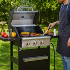 MASTGOAL Barbecue à gaz propane 3 brûleurs, 27 000 BTU, grande surface de cuisson, étagères latérales et armoire de rangement, barbecue portable d'extérieur pour terrasse