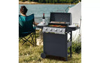 Barbecue à gaz MASTGOAL 4 brûleurs, barbecue de jardin en acier inoxydable 34 000 BTU avec deux tablettes pliables