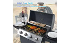 Barbecue à gaz MASTGOAL 4 brûleurs, barbecue de jardin en acier inoxydable 34 000 BTU avec deux tablettes pliables