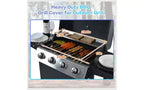 Barbecue à gaz MASTGOAL 4 brûleurs, barbecue de jardin en acier inoxydable 34 000 BTU avec deux tablettes pliables