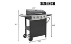 Barbecue à gaz MASTGOAL 4 brûleurs, barbecue de jardin en acier inoxydable 34 000 BTU avec deux tablettes pliables