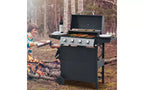 Barbecue à gaz MASTGOAL 4 brûleurs, barbecue de jardin en acier inoxydable 34 000 BTU avec deux tablettes pliables