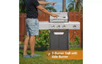 MASTGOAL Barbecue à gaz propane en acier inoxydable 31 500 BTU avec brûleur latéral, thermomètre, grilles en fonte, grill extérieur pour camping sur terrasse