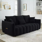 GDFStudio Alanna 79.5 Modern Teddy Fabric Upholstered 3-Seater Sofa with Pillows