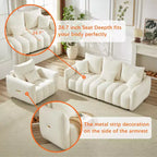 GDFStudio Alanna 79.5 Modern Teddy Fabric Upholstered 3-Seater Sofa with Pillows