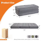 Tri-Fold Corduroy Sofa Bed 6 Inch Tufted Folding Mattress Full Size Convertible Sleeper Couch Supportive Guest Bed for Bedroom RV Camping