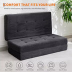 Tri-Fold Corduroy Sofa Bed 6 Inch Tufted Folding Mattress Full Size Convertible Sleeper Couch Supportive Guest Bed for Bedroom RV Camping