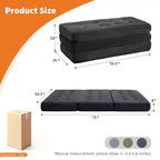 Tri-Fold Corduroy Sofa Bed 6 Inch Tufted Folding Mattress Full Size Convertible Sleeper Couch Supportive Guest Bed for Bedroom RV Camping
